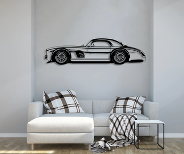 High-quality metal wall art featuring the "1955 Roadster Gullwing Classic Metal Wall Art" crafted from durable steel with a sleek black powder-coated finish.
