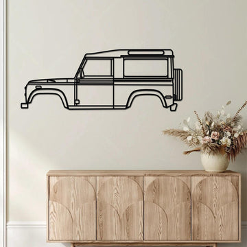 High-quality metal wall art featuring the "1997 Defender Metal Wall Art" crafted from durable steel with a sleek black powder-coated finish.