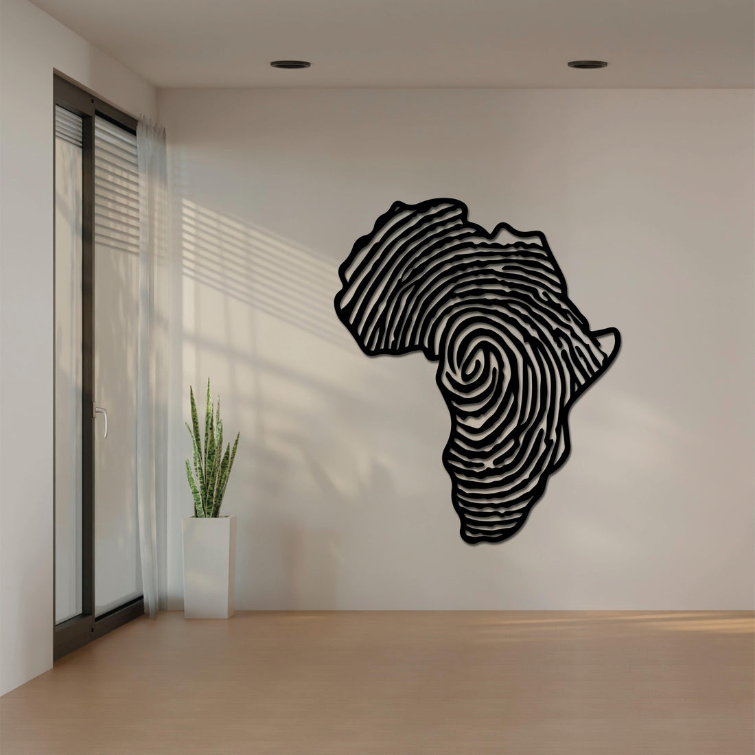High-quality metal wall art featuring the "Rooted in Africa Metal Wall Art" crafted from durable steel with a sleek black powder-coated finish.