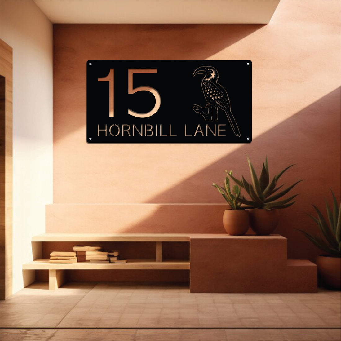 Customizable metal wall art featuring house numbers and address details, crafted from durable, weather-resistant metal with stylish and elegant designs.