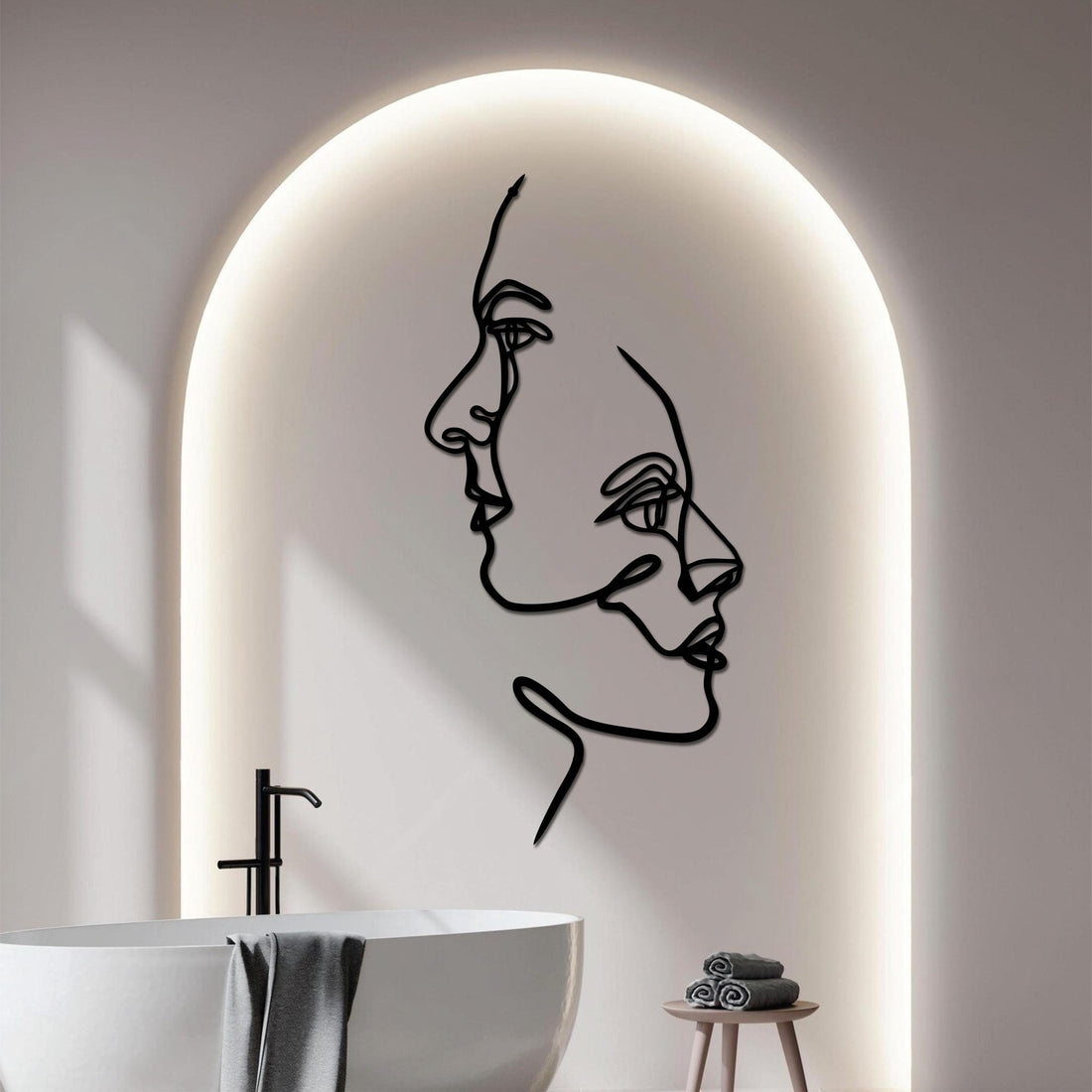 High-quality metal wall art featuring the "Intertwine Metal Wall Art" crafted from durable steel with a sleek black powder-coated finish.