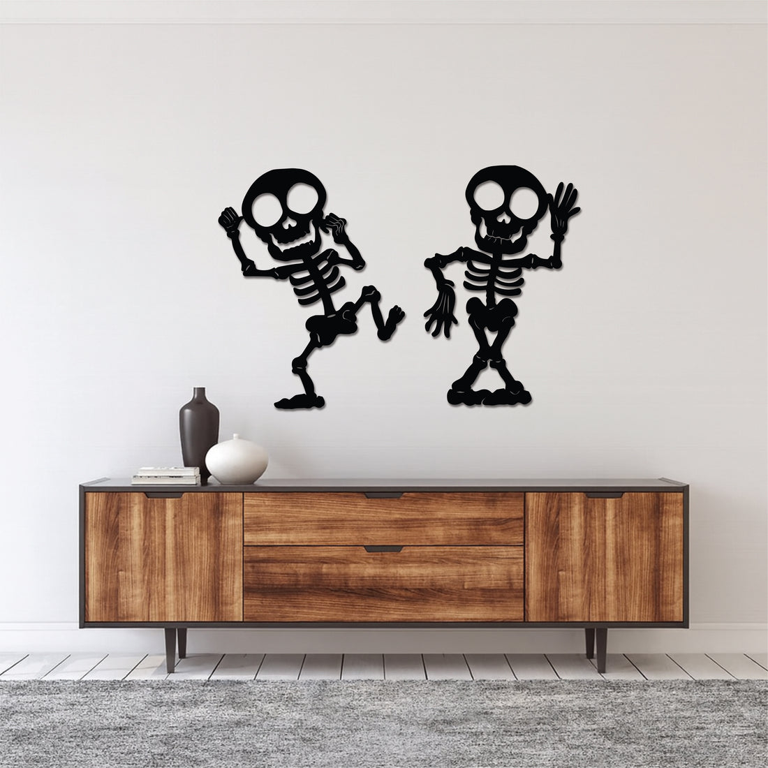 High-quality metal wall art featuring the "Soulful Bones Metal Wall Art" crafted from durable steel with a sleek black powder-coated finish.