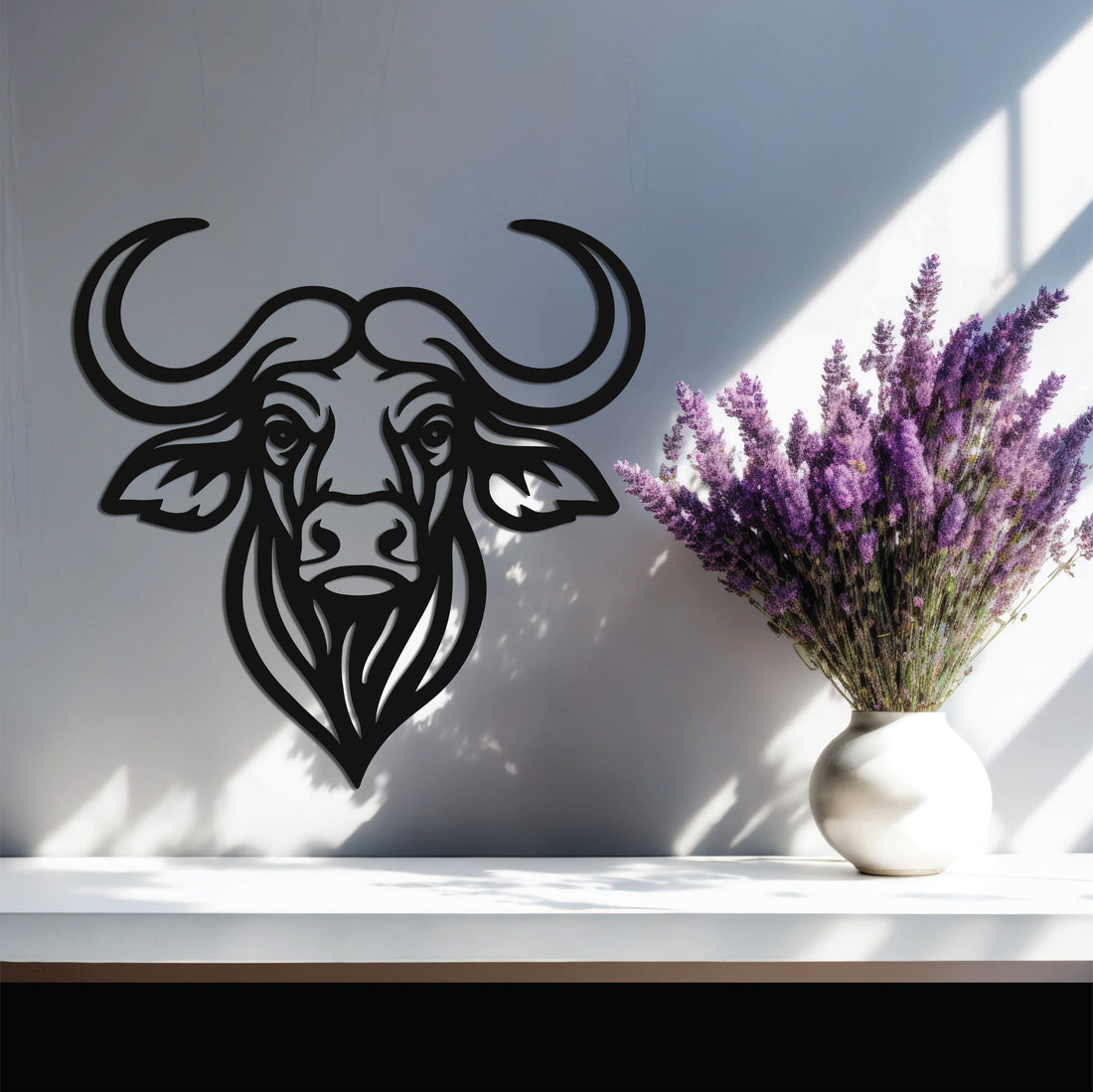 High-quality metal wall art featuring the "Chill Buffalo Metal Wall Art" crafted from durable steel with a sleek black powder-coated finish.