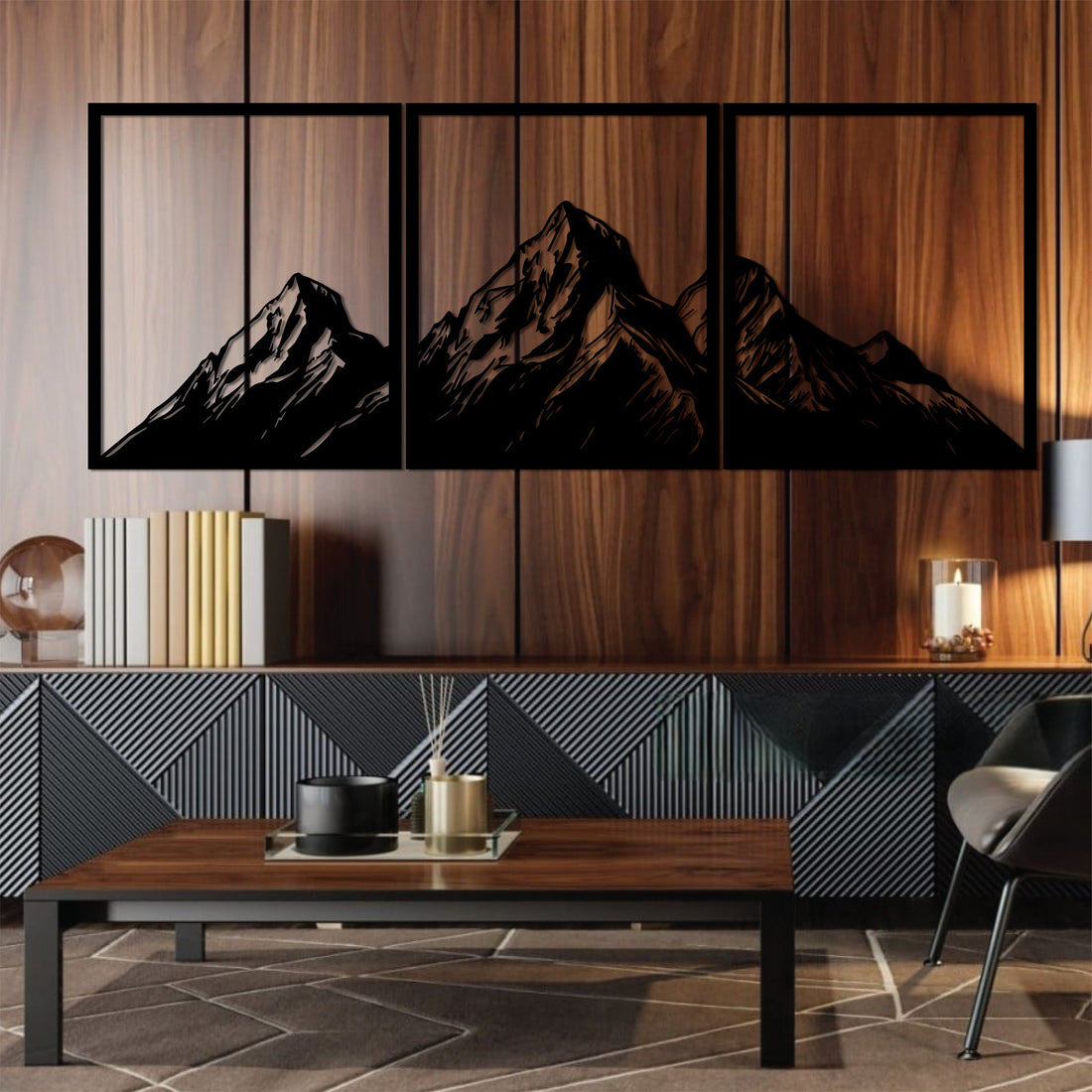High-quality metal wall art featuring the "Mount Everest Framed Metal Wall Art" crafted from durable steel with a sleek black powder-coated finish.