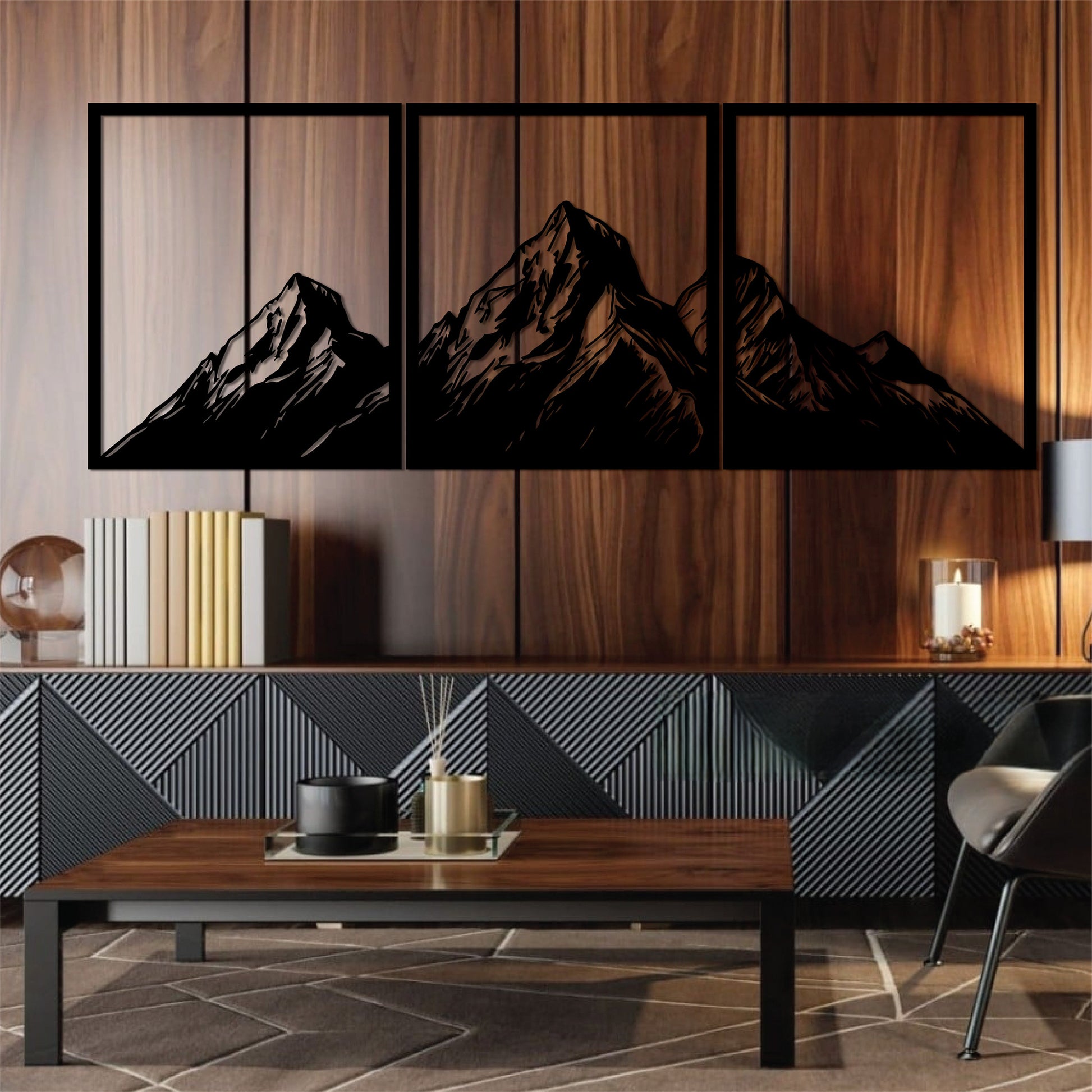 High-quality metal wall art featuring the "Mount Everest Framed Metal Wall Art" crafted from durable steel with a sleek black powder-coated finish.