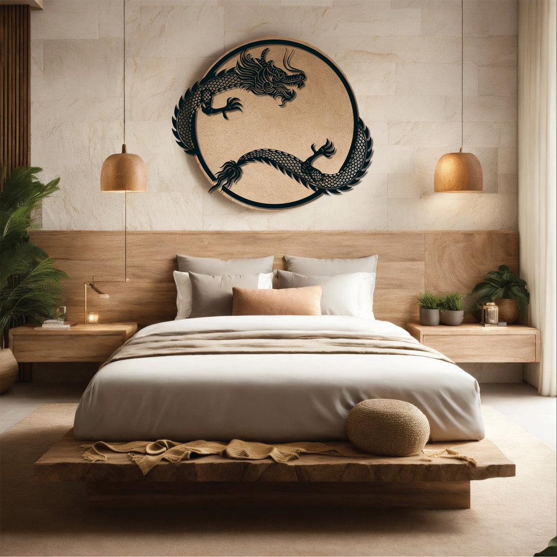 High-quality metal wall art featuring the "Mulan Dragon Metal Wall Art" crafted from durable steel with a sleek black powder-coated finish.