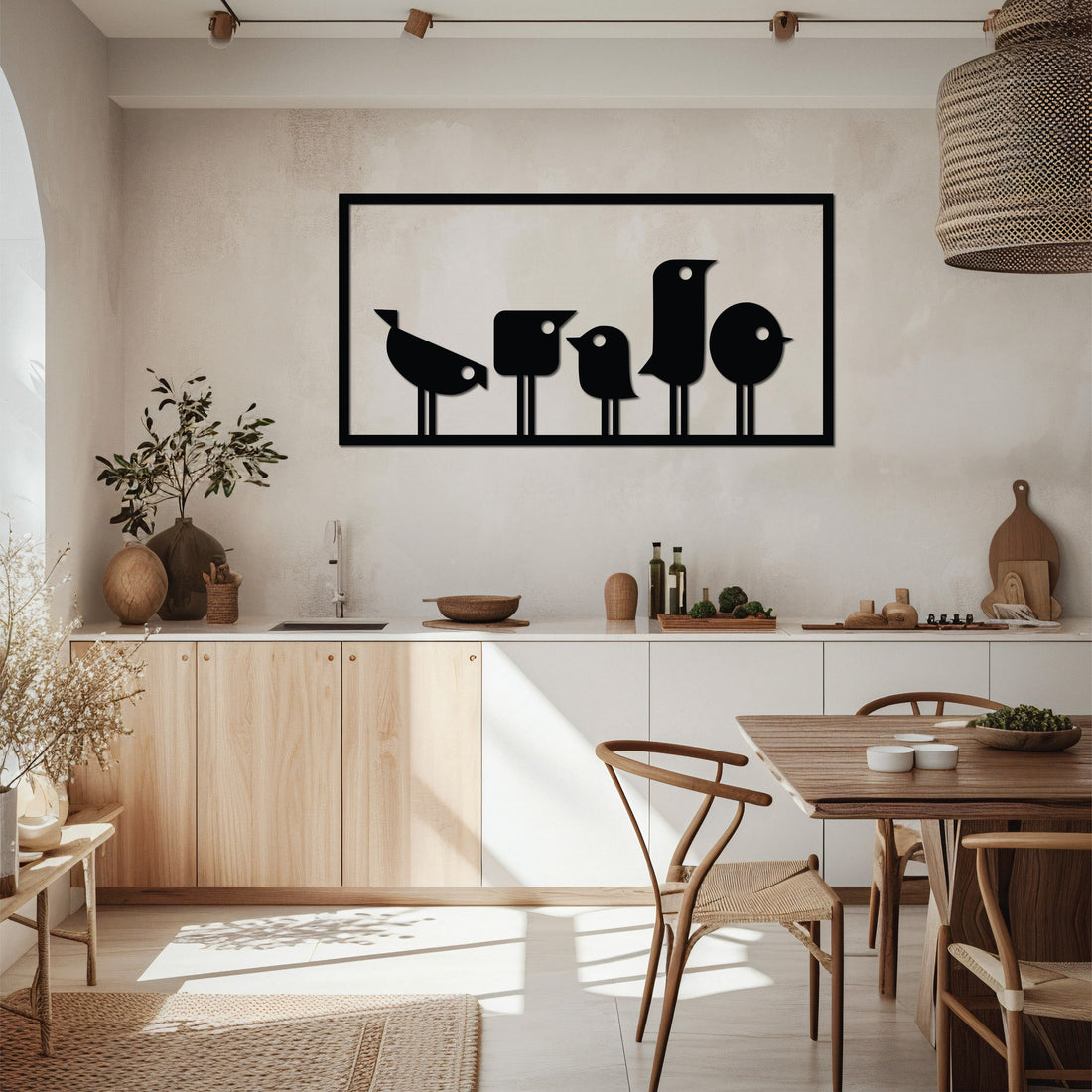 High-quality metal wall art featuring the "Quirky Birds Metal Wall Art" crafted from durable steel with a sleek black powder-coated finish.