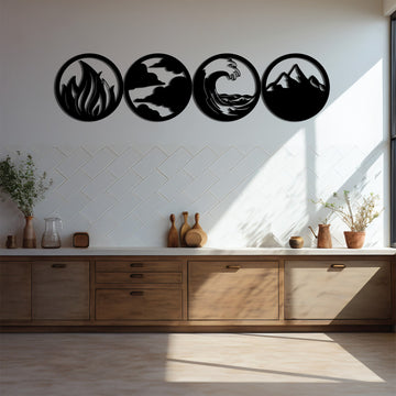 4 Elements Set Metal Wall Art