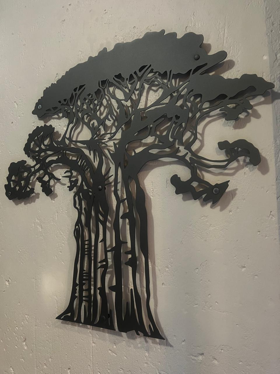Baobab-themed metal wall art showcasing a beautiful Baobab tree, perfect for rustic or nature-inspired decor