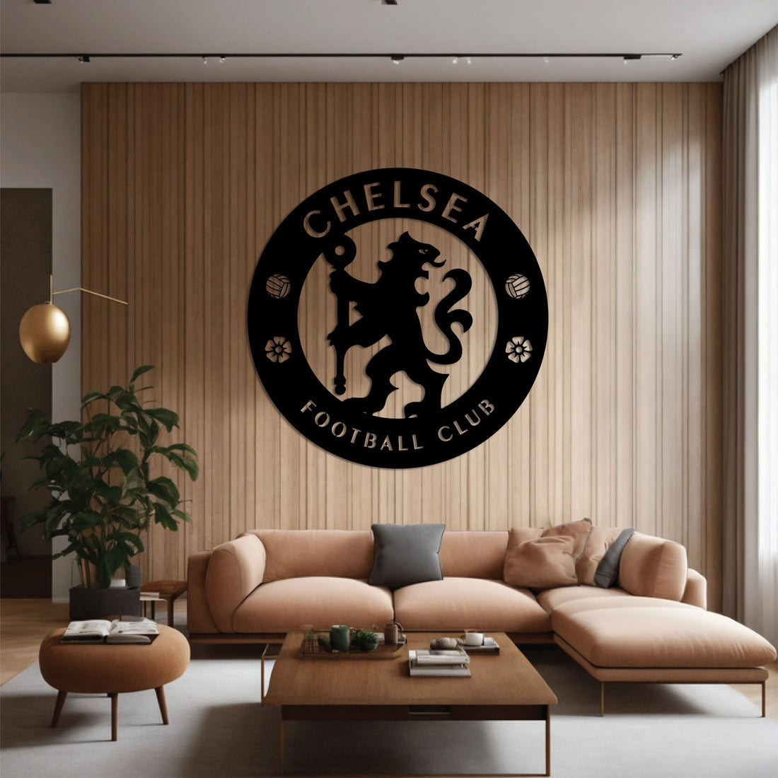 High-quality metal wall art featuring the "Chelsea FC Metal Wall Art" crafted from durable steel with a sleek black powder-coated finish.
