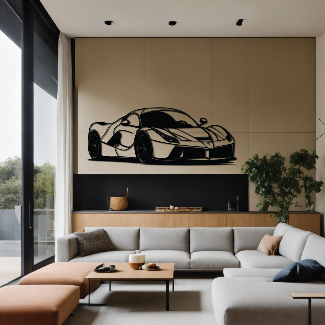 High-quality metal wall art featuring the "LaFerrari Metal Wall Art" crafted from durable steel with a sleek black powder-coated finish.