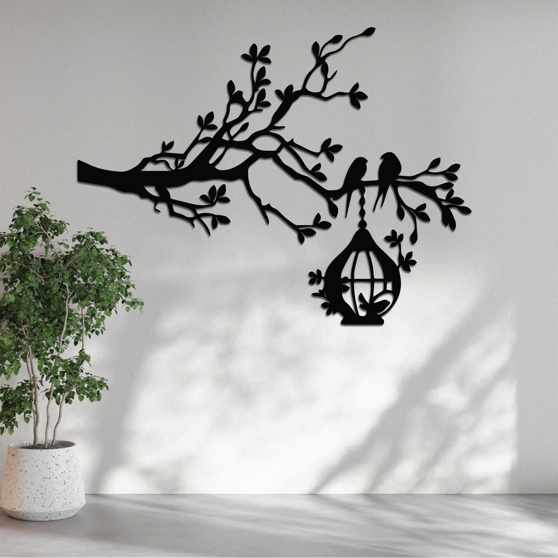 High-quality metal wall art featuring the "Nesty Birds Metal Wall Art" crafted from durable steel with a sleek black powder-coated finish.