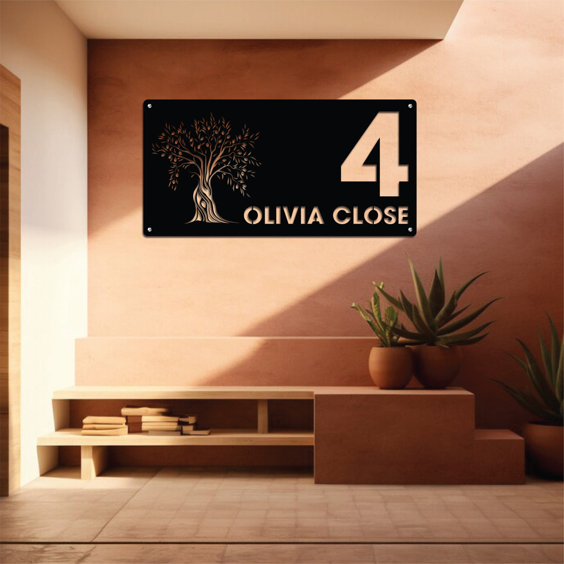 Customizable metal wall art featuring house numbers and address details, crafted from durable, weather-resistant metal with stylish and elegant designs.