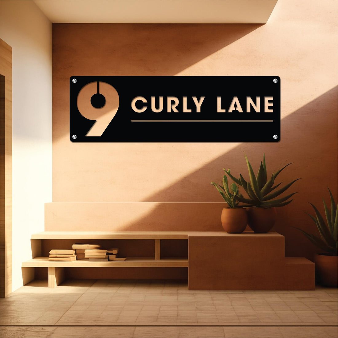 Customizable metal wall art featuring house numbers and address details, crafted from durable, weather-resistant metal with stylish and elegant designs.