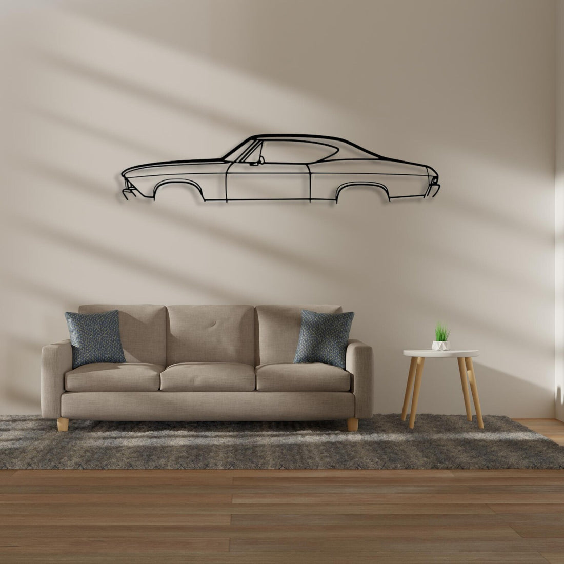 High-quality metal wall art featuring the "Shelby Mustang Metal Wall Art" crafted from durable steel with a sleek black powder-coated finish.