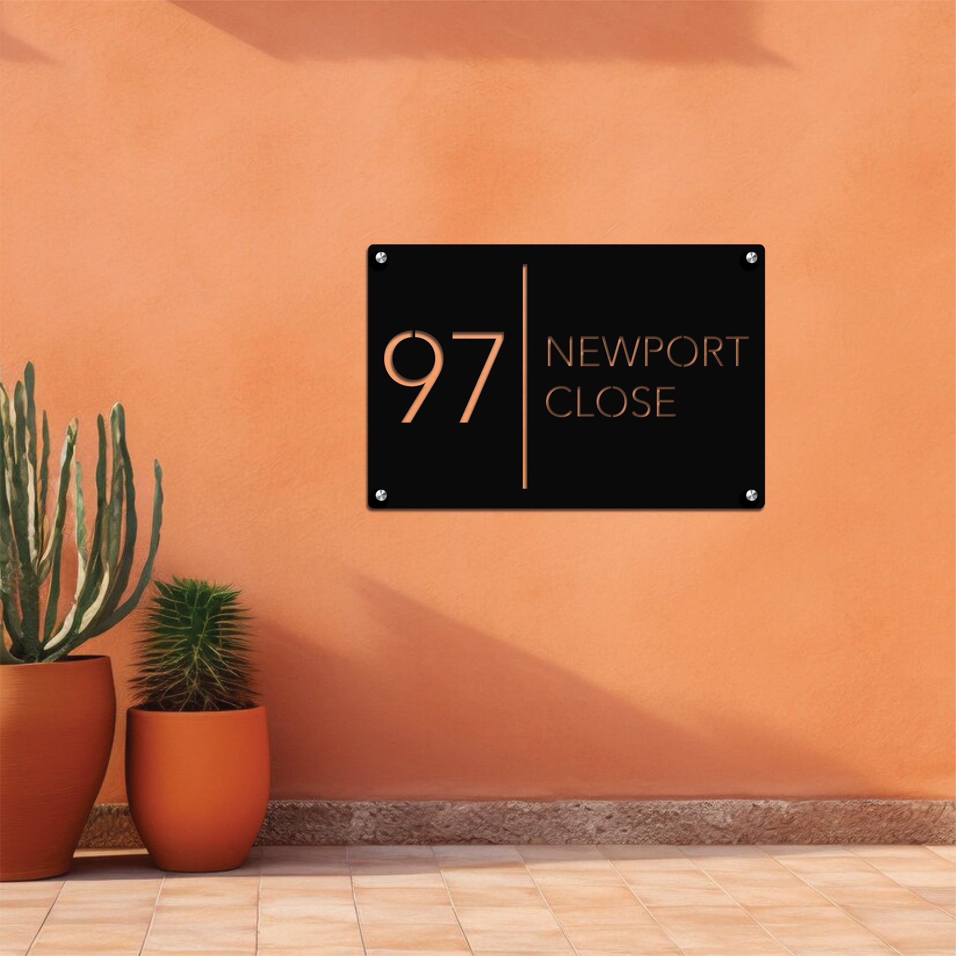 Customizable metal wall art featuring house numbers and address details, crafted from durable, weather-resistant metal with stylish and elegant designs.