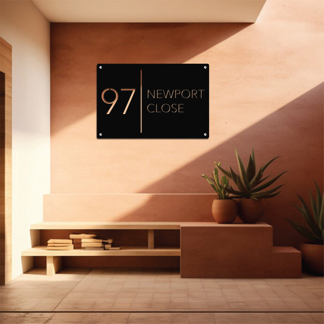 Customizable metal wall art featuring house numbers and address details, crafted from durable, weather-resistant metal with stylish and elegant designs.