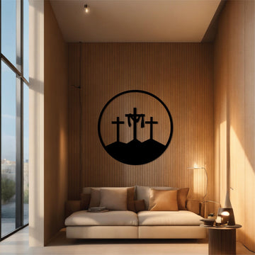 High-quality metal wall art featuring the "The  Resurrection Metal Wall Art" crafted from durable steel with a sleek black powder-coated finish.