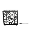 300mm metal cube lamp featuring a cracked ice cut-out pattern, white plexiglass panels, and a textured black finish.