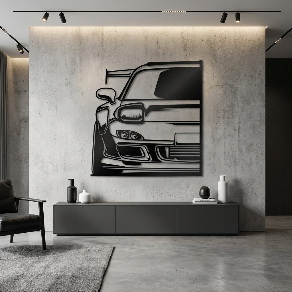 Tuner Stance Metal Wall Art - Interior Mockup