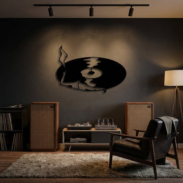 Smoky Grooves Metal Wall Art - Interior Mockup