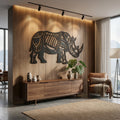 Geometric Rhino Metal Wall Art - Interior Mockup