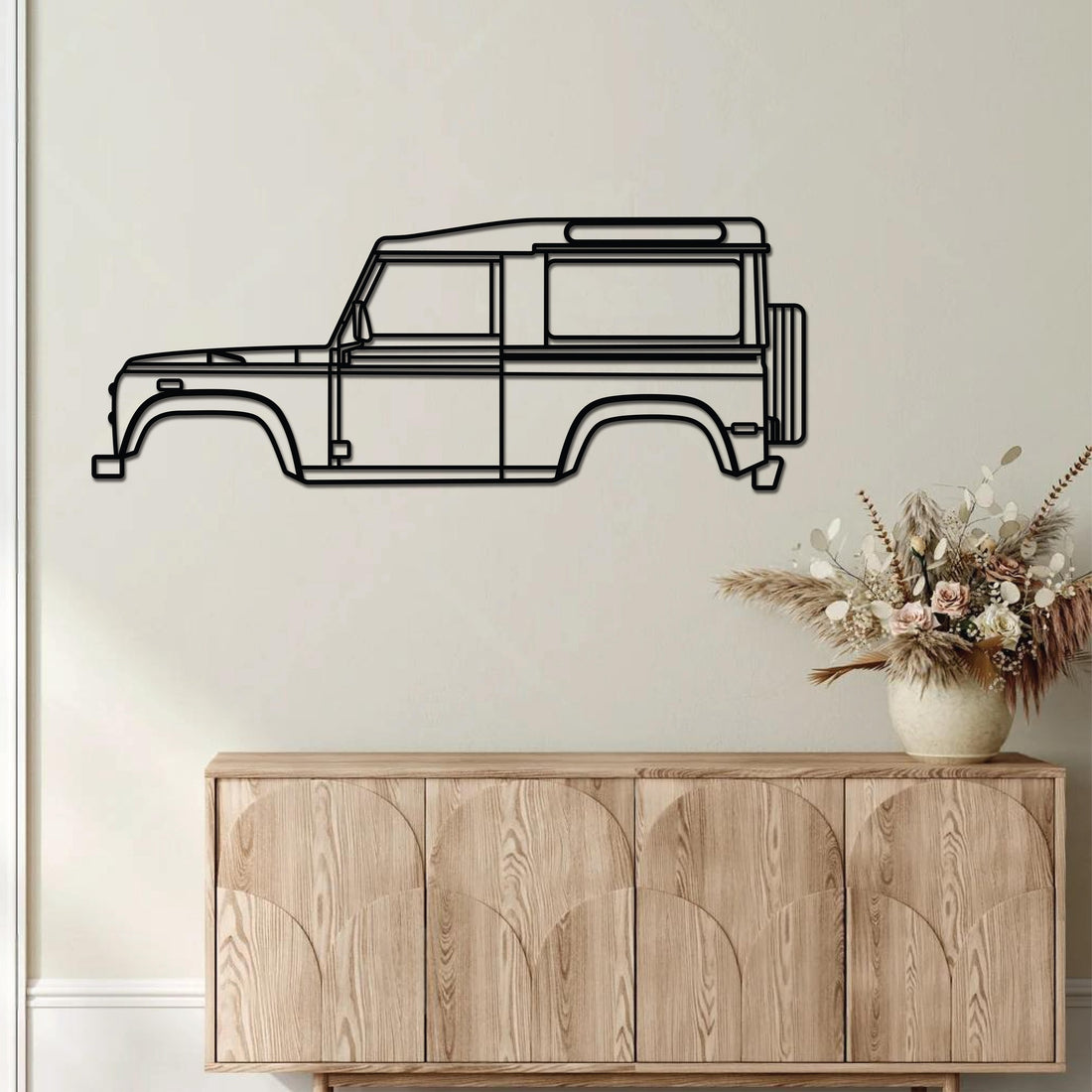 High-quality metal wall art featuring the "1997 Defender Metal Wall Art" crafted from durable steel with a sleek black powder-coated finish.