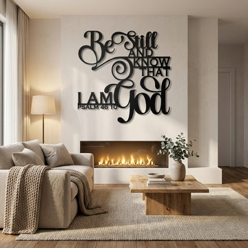 Be Still Psalm Metal Wall Art - Interior Mockup