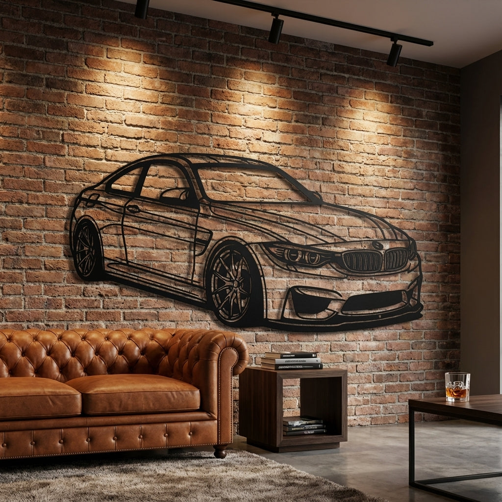 BMW Coupe Metal Wall Art - Interior Mockup