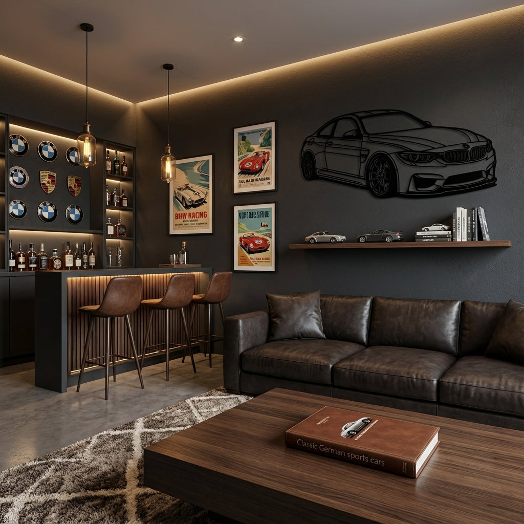 BMW Coupe Metal Wall Art - Interior Mockup
