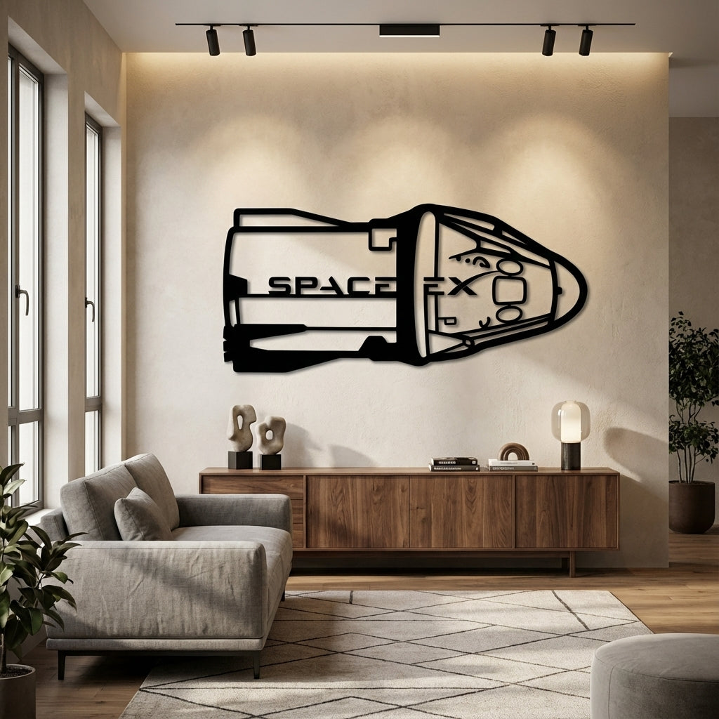 SpaceX Dragon Metal Wall Art - Interior Mockup