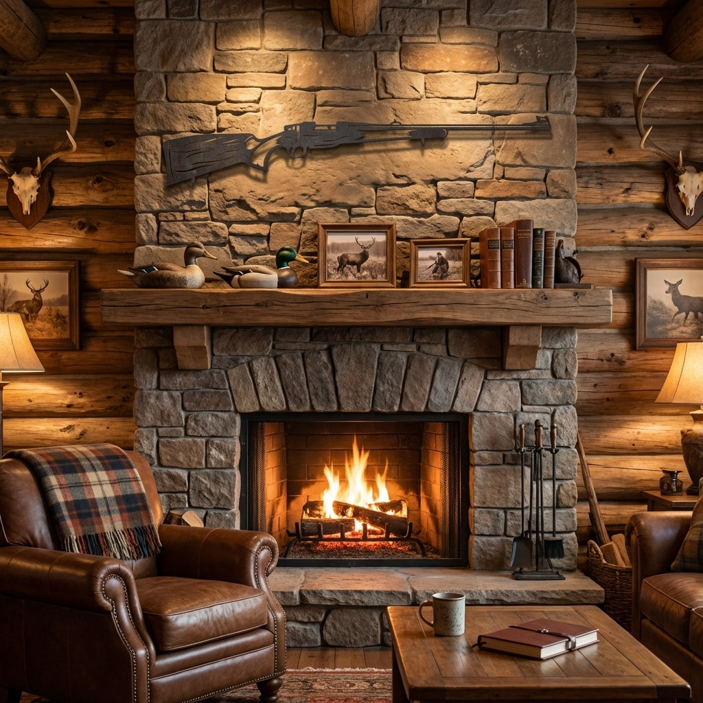 Hunting Rifle Metal Wall Art - Interior Mockup