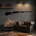 Hunting Rifle Metal Wall Art - Interior Mockup