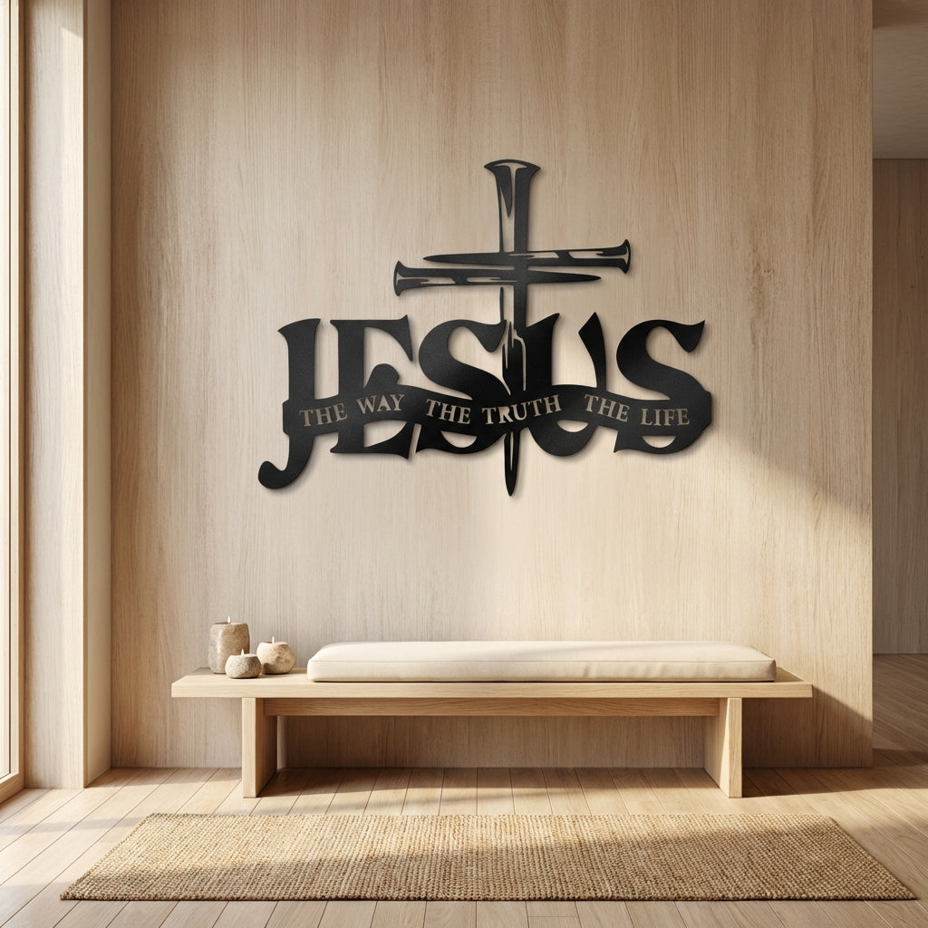 Way Truth Life Metal Wall Art - Interior Mockup