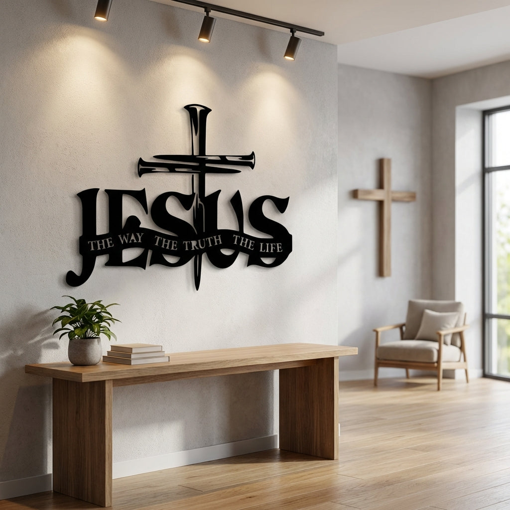 Way Truth Life Metal Wall Art - Interior Mockup