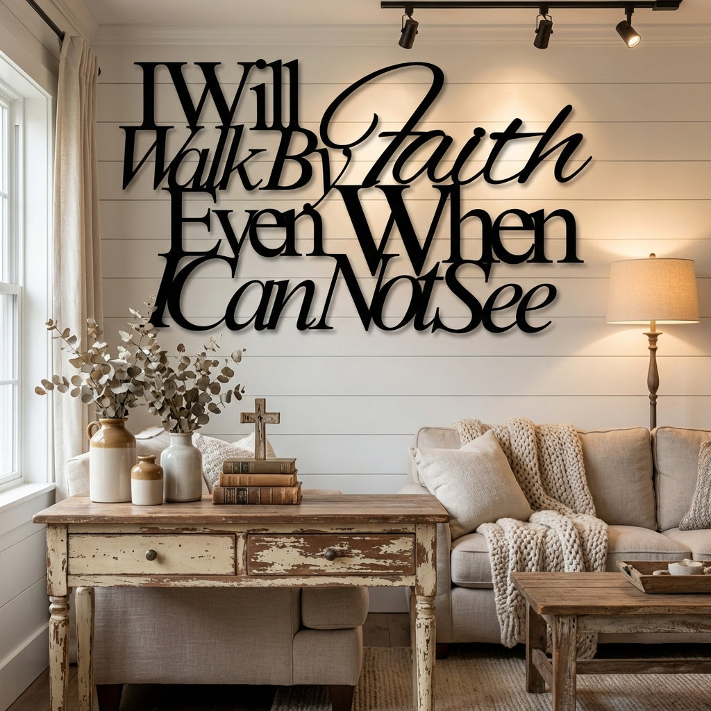 Walk By Faith Metal Wall Art - Interior Mockup