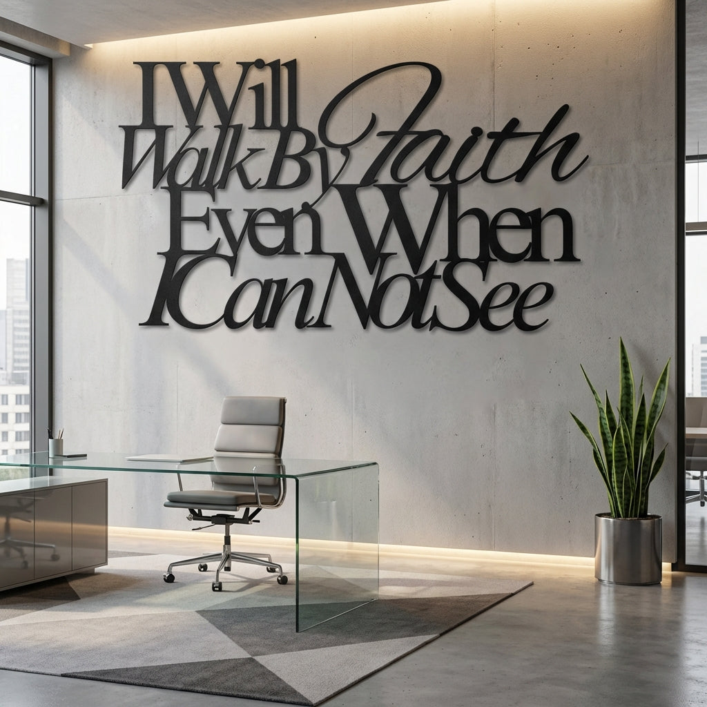Walk By Faith Metal Wall Art - Interior Mockup