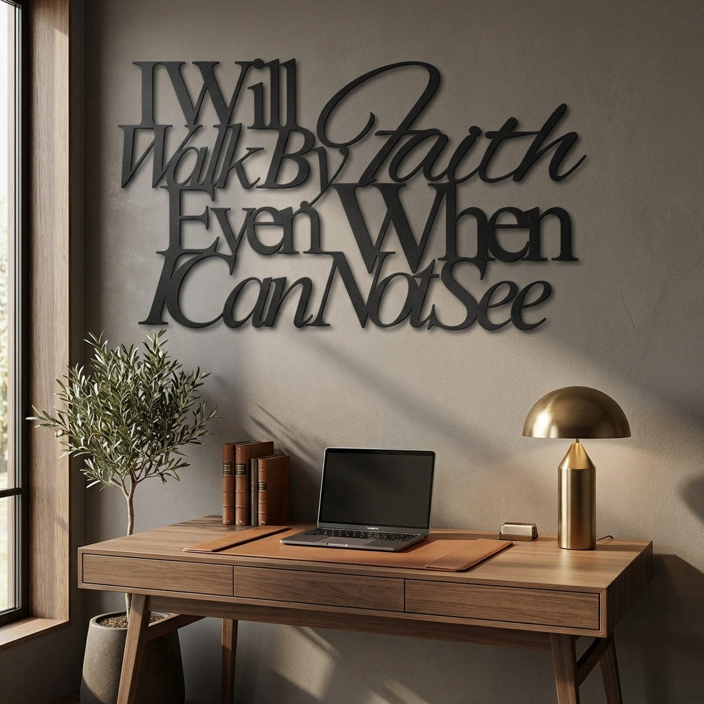 Walk By Faith Metal Wall Art - Interior Mockup