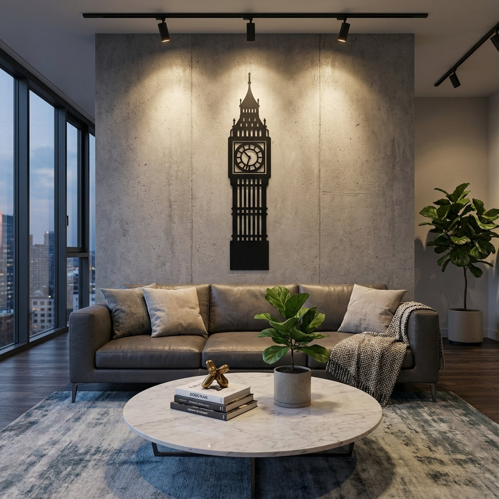 Big Ben Metal Wall Art - Interior Mockup