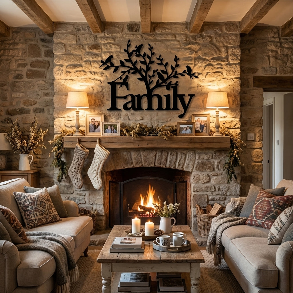 Family Tree Metal Wall Art - Interior Mockup