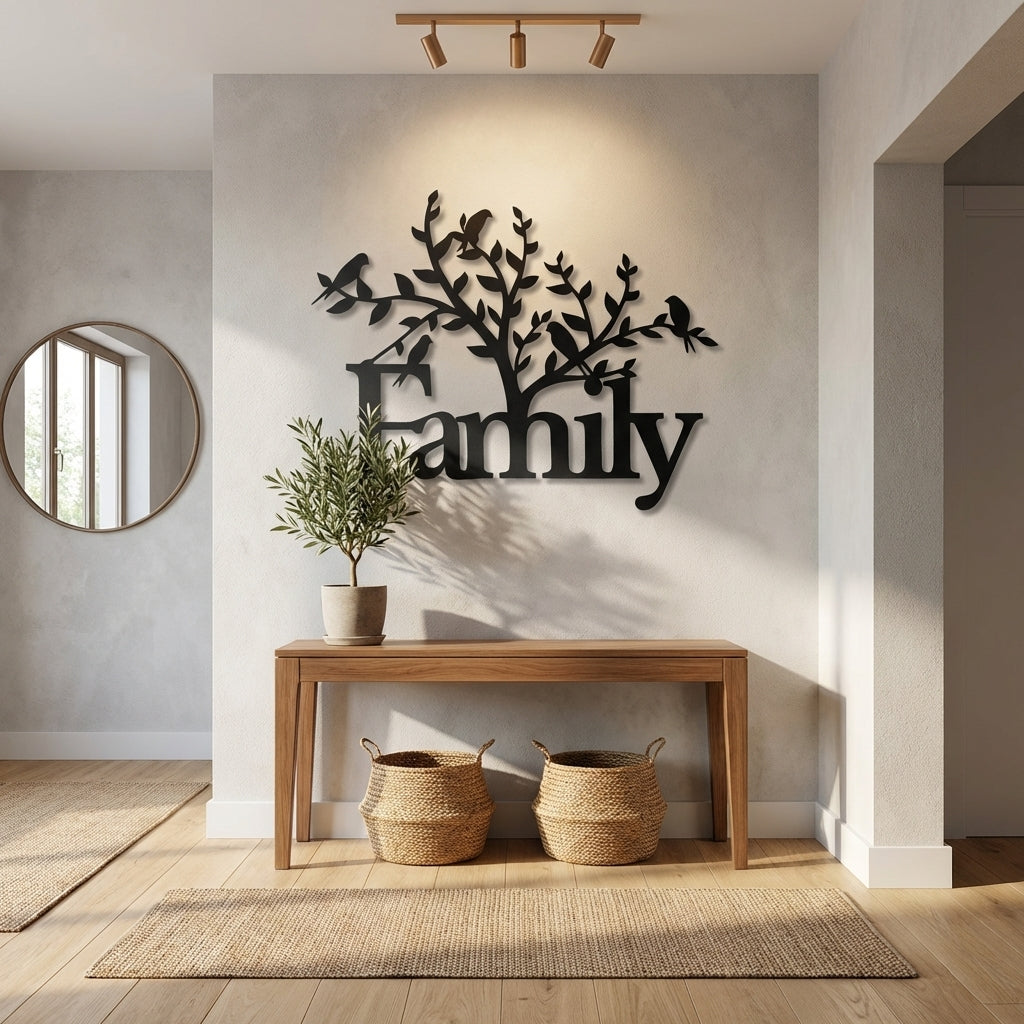 Family Tree Metal Wall Art - Interior Mockup