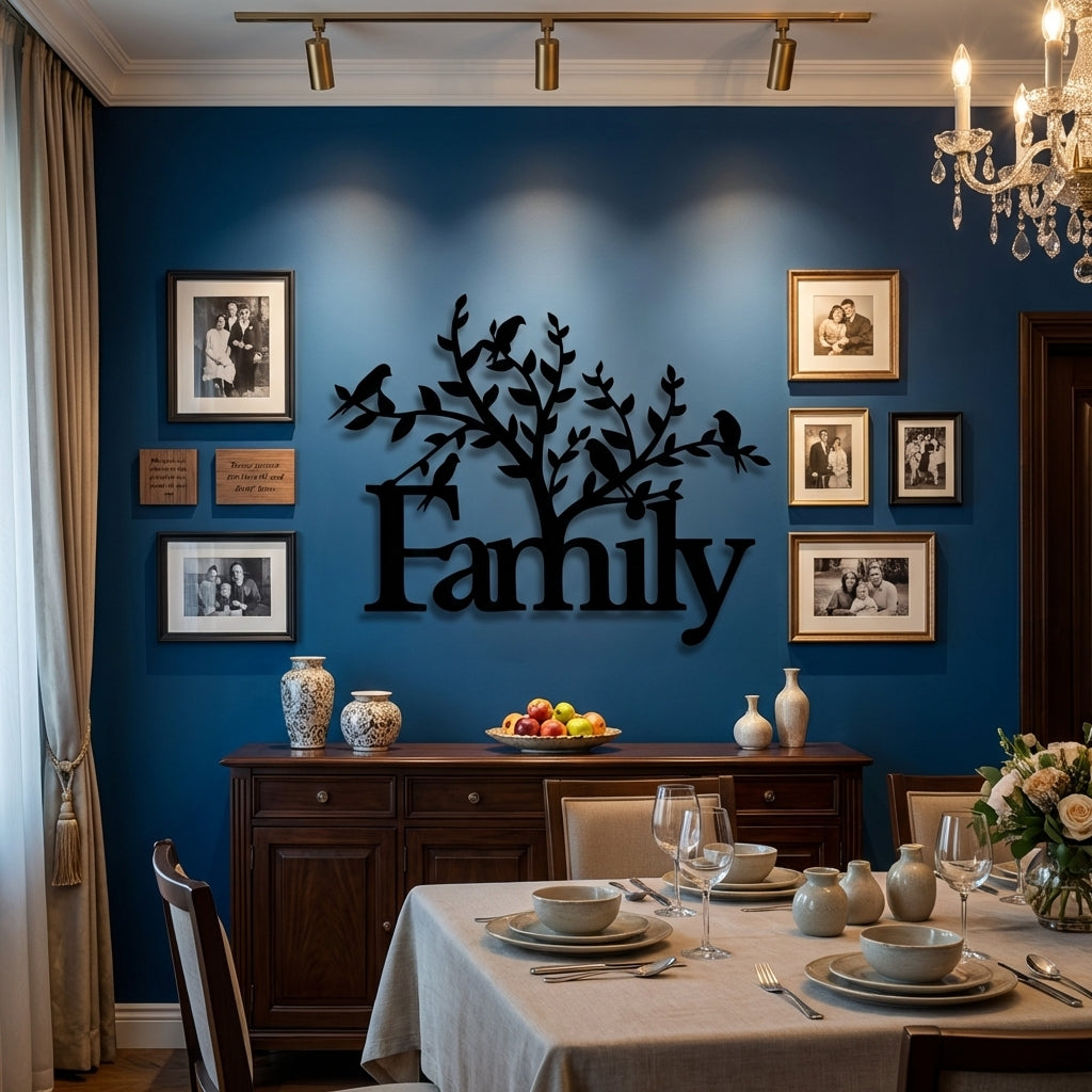 Family Tree Metal Wall Art - Interior Mockup