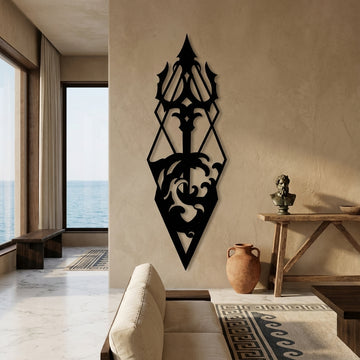 Poseidon's Trident Metal Wall Art - Interior Mockup