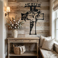 Jesus Cross Metal Wall Art - Interior Mockup