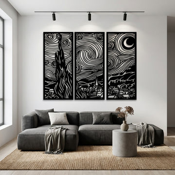 Starry Night Metal Wall Art - Interior Mockup