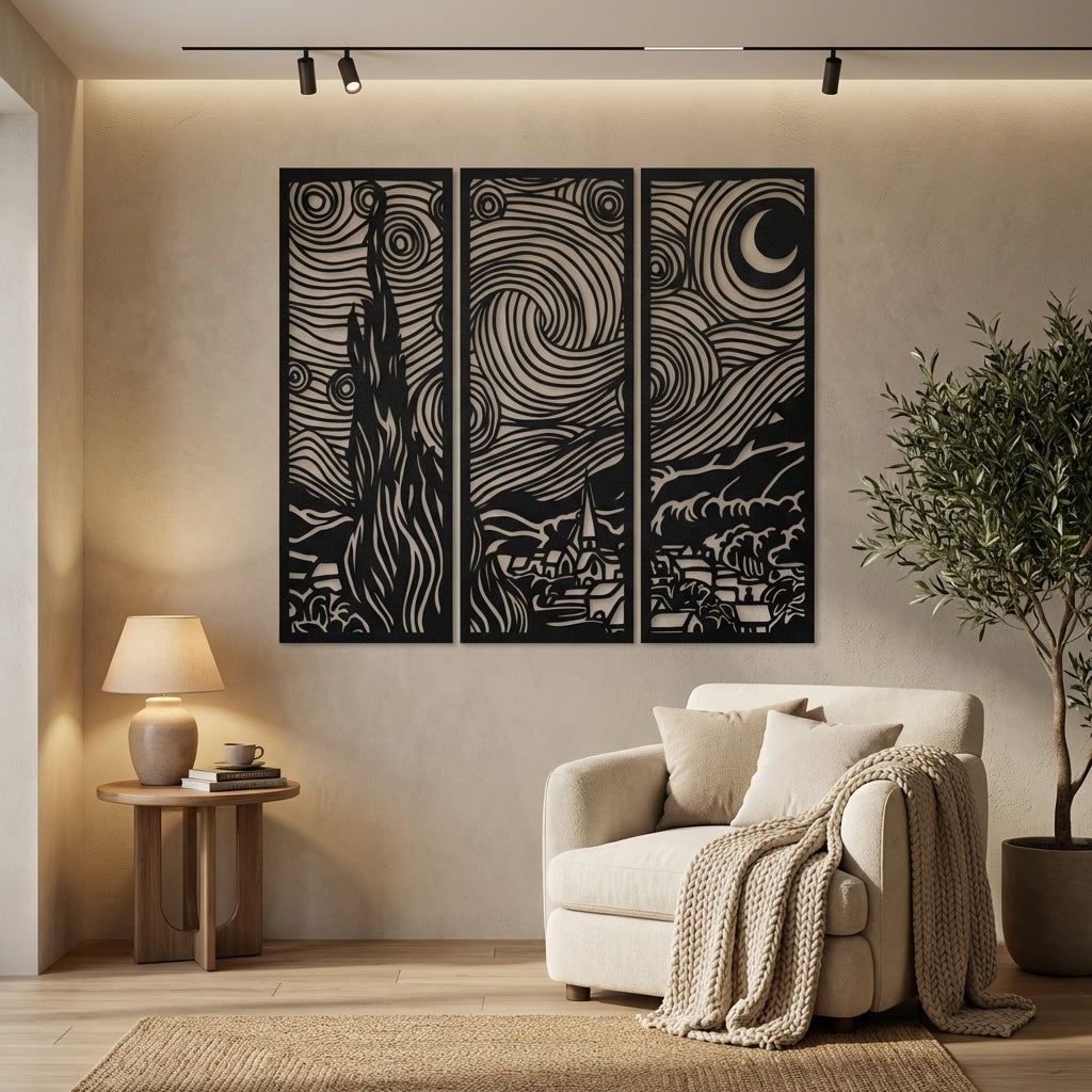 Starry Night Metal Wall Art - Interior Mockup