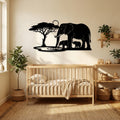 Elephant Oasis Metal Wall Art - Interior Mockup