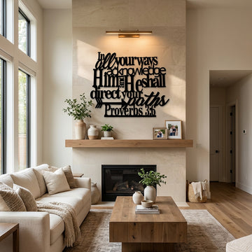 Guided Paths Proverbs 3:6 Metal Wall Art - Interior Mockup