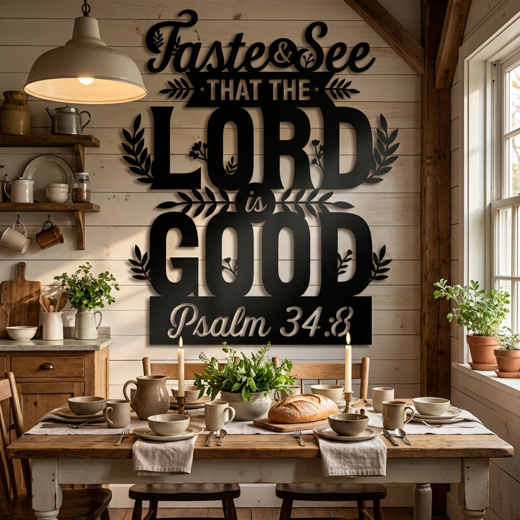 Lord Is Good Metal Wall Art - Interior Mockup
