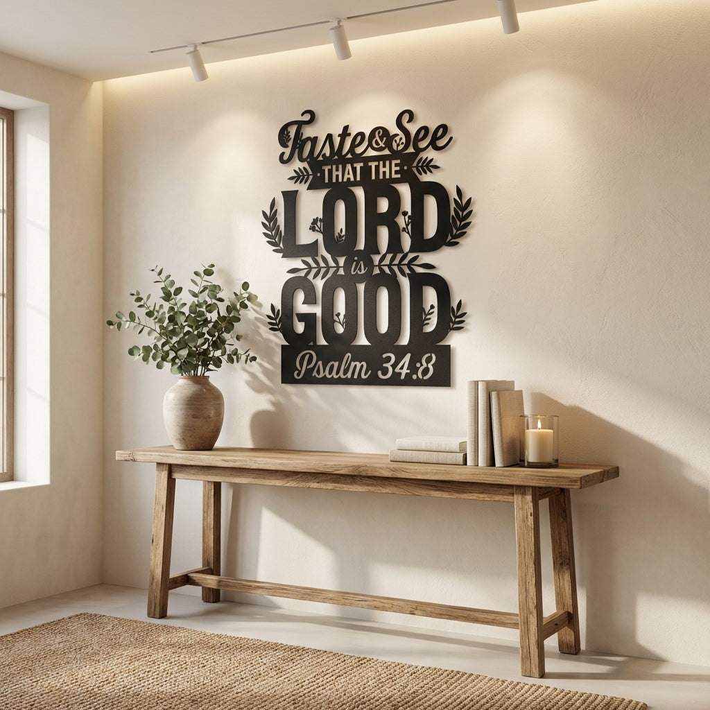 Lord Is Good Metal Wall Art - Interior Mockup